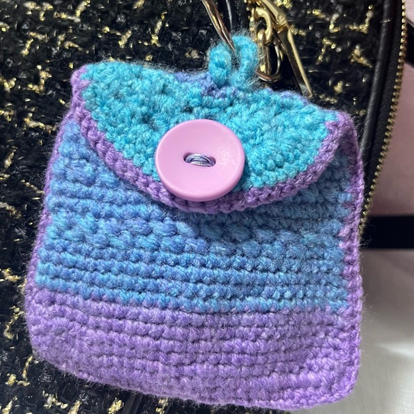 Purple and Blue Crochet Keychain Pouch - Picture 6 of 6